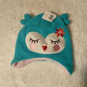 NWT- Little Girls Owl Beanie- One Size